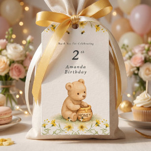 Étiquettes-cadeau Ours en Fleur Bébé Anniversaire