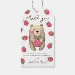 Étiquettes-cadeau Ours en peluche avec des baies - merci