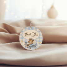 Ours en peluche avion premier anniversaire gingham