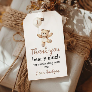 Étiquettes-cadeau Ours en peluche Béary Boy Anniversaire Merci