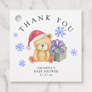 Étiquettes Cadeau Ours en peluche d'hiver avec cadeau de Noël - merc