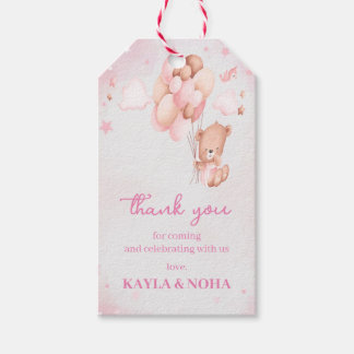 Étiquettes-cadeau Ours en peluche mignon avec ballon