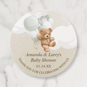 Étiquettes Cadeau Ours en peluche sage avec ballons