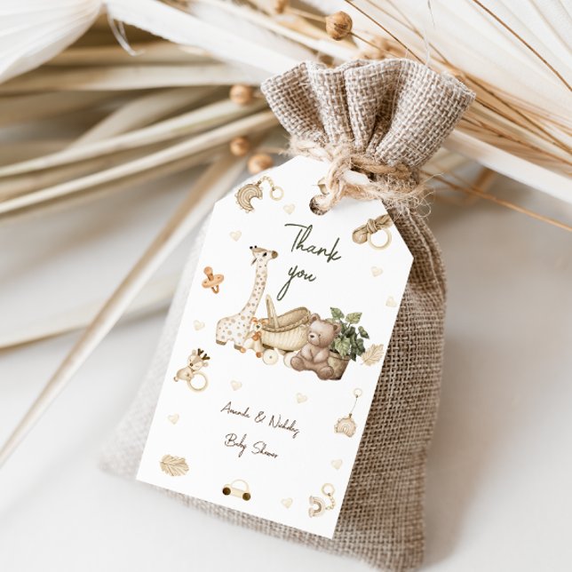 Étiquettes-cadeau Ours Girafe Jouets Douce Fête Prénatale Bébé (Créateur téléchargé)