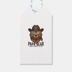 Étiquettes-cadeau Ours Papa Cowboy Ours Patriote Vintage Vecteur Dés
