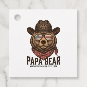 Étiquettes Cadeau Ours Papa Cowboy Ours Patriote Vintage Vector Des