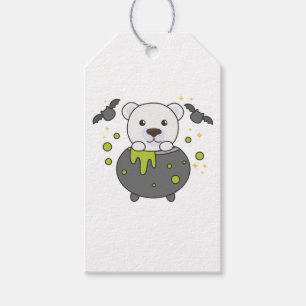 Étiquettes-cadeau Ours polaire Joyeux Chat Cauldron Halloween