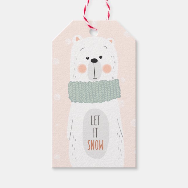 Étiquettes-cadeau Ours polaire - Laisser neiger - Balise cadeau de N (Devant)