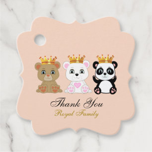 Étiquettes Cadeau Ours royaux mignons Merci