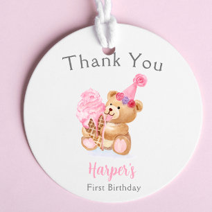 Étiquettes Cadeau Ourson en glace pour la première fête d'anniversai