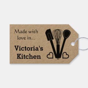 Étiquettes-cadeau Outils de cuisson personnalisés avec nom