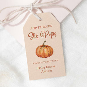 Étiquettes-cadeau Ouvre-le quand elle ouvre la Baby Shower Citrouill