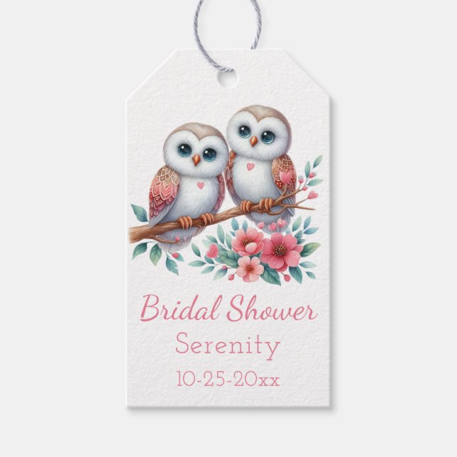 Étiquettes-cadeau Owl Woodland Boho Rustic Country Bridal Shower (Devant)