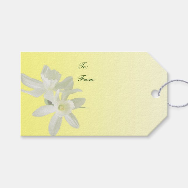 Étiquettes-cadeau Pack Mariage floral jaune de drapeaux cadeaux (Devant (Horizontal))