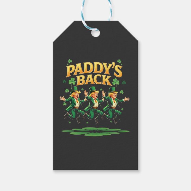 Étiquettes-cadeau Paddy's Back Funny Trump St Patrick Day Leopard (Devant)