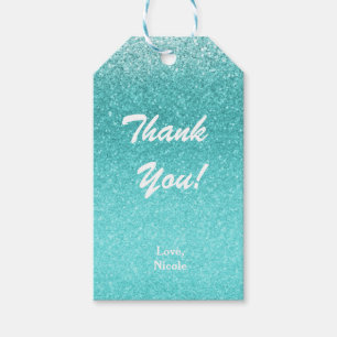 Étiquettes-cadeau Paillette Bleue de Mer Aqua Faveur de Fête Glam