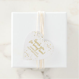 Étiquettes Cadeau Paillettes dorées et roses scintillantes Merci Ann