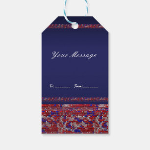 Étiquettes-cadeau Paillettes scintillantes rouge blanc et bleu Fête