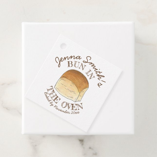 Étiquettes Cadeau Pain dans le four Pain Dîner Baby shower roulé (En situation)