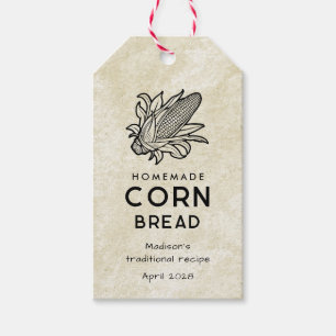 Étiquettes-cadeau Pain de maïs fait maison vintage avec icône de bis