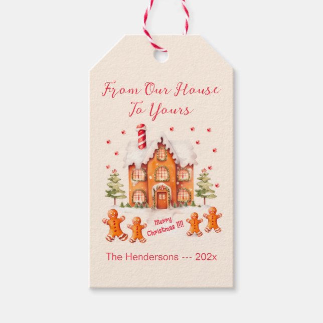 Étiquettes-cadeau pain d'épices de notre maison Noël (Devant)