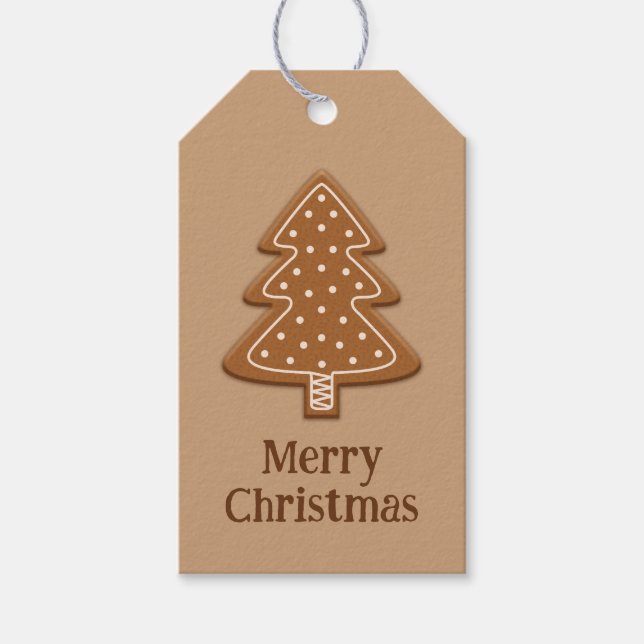 Étiquettes-cadeau Pain d'épices Forme d'arbre de Noël Cookie avec te (Devant)