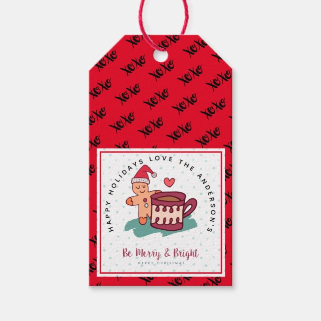 Étiquettes-cadeau Pain d'épices Homme Cookie Noël Folk Art Cadeaux (Devant)