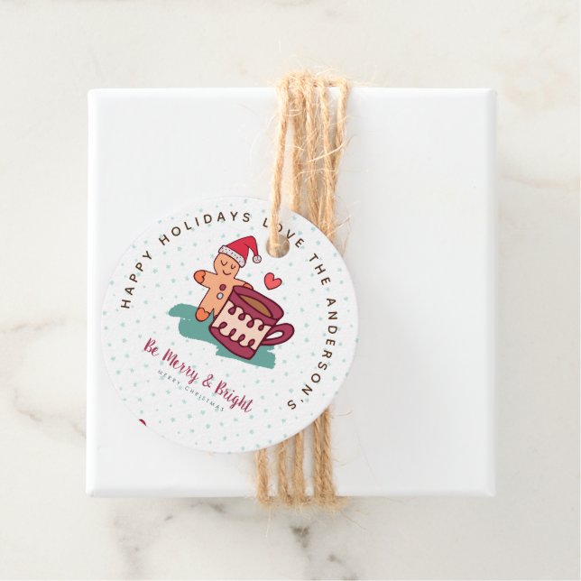 Étiquettes Cadeau Pain d'épices Homme Cookie Noël Folk Art Cadeaux (En situation)