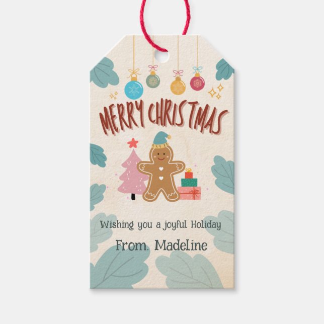 Étiquettes-cadeau Pain d'épices mignon Noël Stickers (Devant)