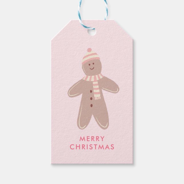 Étiquettes-cadeau Pain d'épices rose mou Premier Noël (Devant)