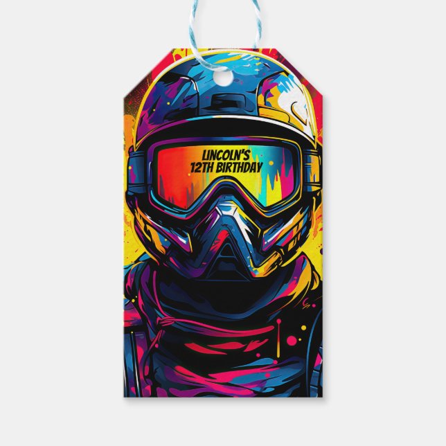Étiquettes-cadeau Paintball Anniversaire fête personnalisée (Devant)