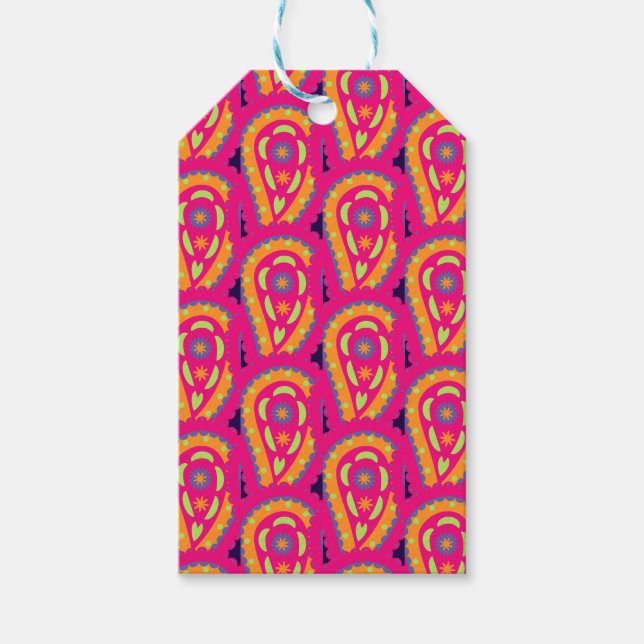 Étiquettes-cadeau Paisley coloré (Devant)