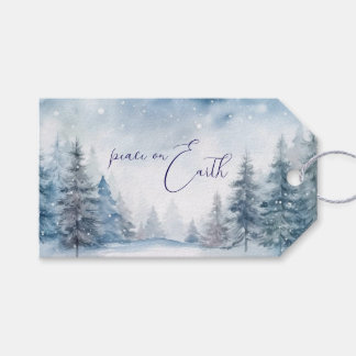 Étiquettes-cadeau Paix sur Terre Forêt Bleue Douce Noël