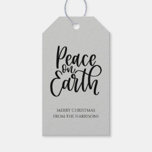 Étiquettes-cadeau Paix sur Terre Joyeuse Typographie de Noël