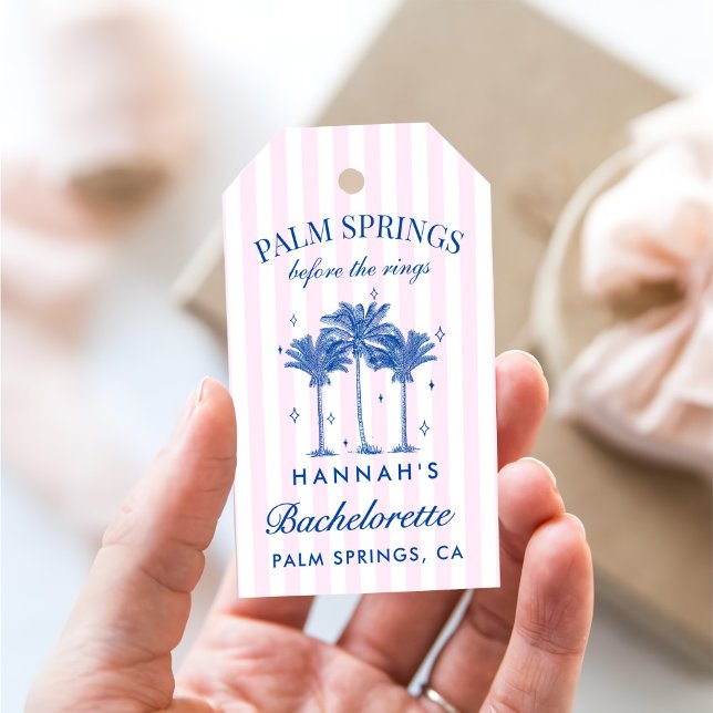 Étiquettes-cadeau Palm Springs Avant Les Anneaux Bachelorette Bleue (Créateur téléchargé)