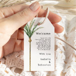 Étiquettes-cadeau Palm Tree Destination Mariage Bienvenue<br><div class="desc">Ce palmier destination mariage marque cadeau d'accueil design avec des palmiers tropicaux aquarelles sur un arrière - plan blanc éclatant qui évoque l'ambiance rêvée d'un mariage de destination. ce design rayonne l'amour des rives de sable et des palmiers balançoires, parfait pour les couples à la recherche d'une célébration vraiment inoubliable....</div>