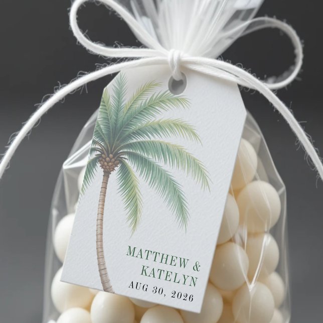 Étiquettes-cadeau Palm Tree Island Destination Mariage vert (Palm Tree Island Destination Green Wedding Gift Tags
)