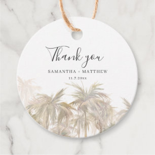 Étiquettes Cadeau Palm Tree Watercolor Mariage côtier