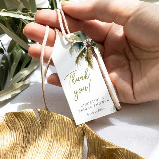 Étiquettes-cadeau Palm Tropical Et Merci De Fête des mariées De Plag (Créateur téléchargé)