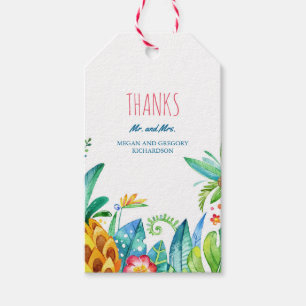 Étiquettes-cadeau palmiers de plage fleurs tropicales mariage