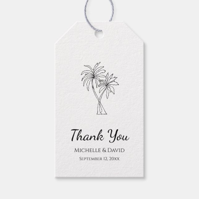 Étiquettes-cadeau Palmiers élégants Mariages tropicaux (Devant)