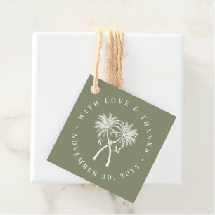 Étiquettes Cadeau Palmiers noués Destination Tropicale Mariage
