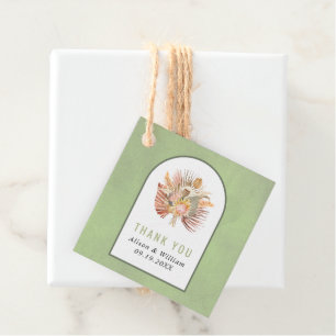 Étiquettes Cadeau Palmiers, pampas herbe sauge vert Merci mariage