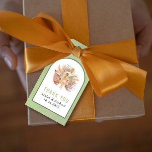Étiquettes-cadeau Palmiers, pampas herbe sauge vert Merci mariage