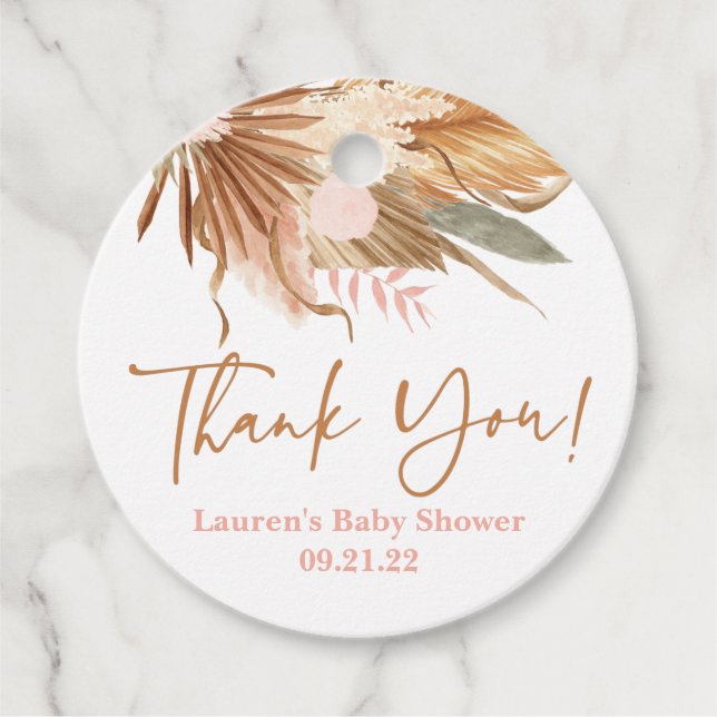 Étiquettes Cadeau Palmiers séchés en terre cuite douche nuptiale Fav (Devant)