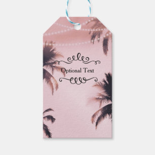 Étiquettes-cadeau Palmiers tropicaux et lumières Plage rose