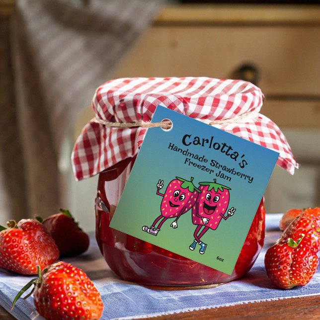 Étiquettes Cadeau Pals de fraises Drôle Cartoon Pie de confiture et  (Créateur téléchargé)