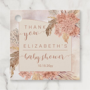 Étiquettes Cadeau Pampas Grass Hydrangeas Baby shower Merci Fa