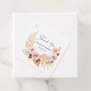 Étiquettes Cadeau Pampas herbe boho florale aquarelle mariage faveur