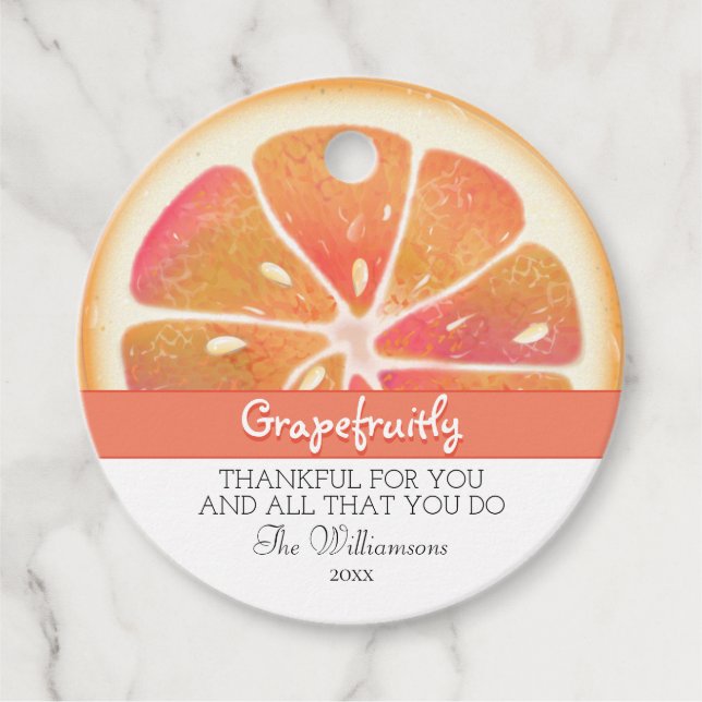 Étiquettes Cadeau Pamplemousse Moderne Fruit Merci (Devant)